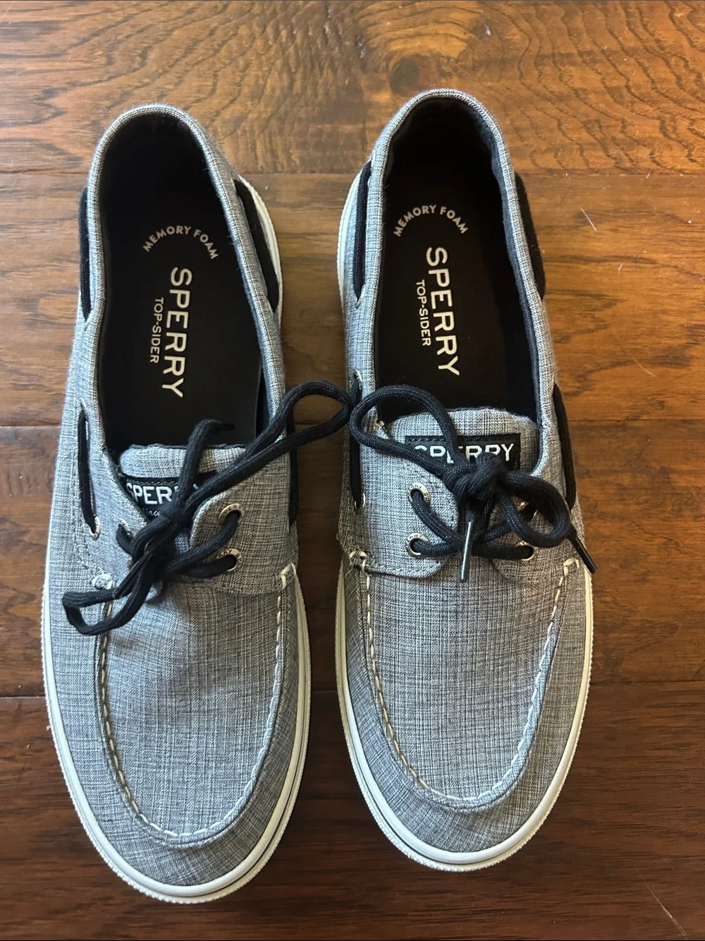 Speery NWT Men's Casual Canvas Boat Shoe in Gray with Black Laces